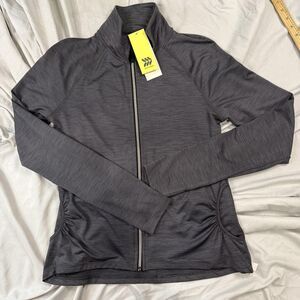 All In Motion Sweatshirt Womens S Gray Full Zip Lightweight Jersey Activewear